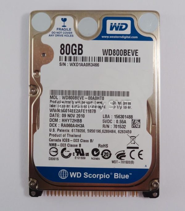 Hard drive IDE 80GB 2.5 inches